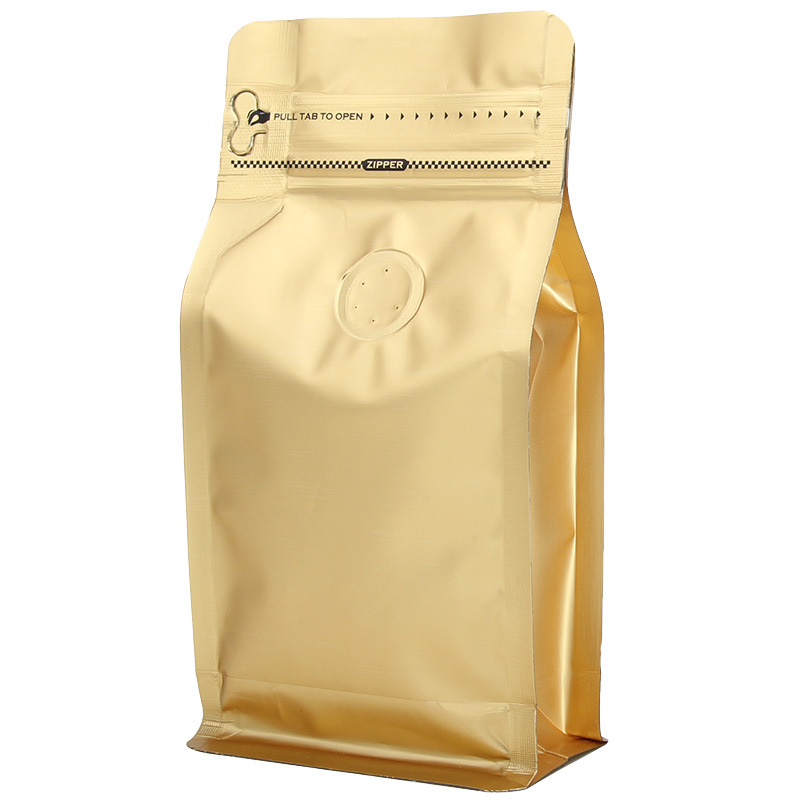 Grano de café ziplock bolsa de ocho lados sellado bolsa de papel de aluminio gato y perro comida té con válvula de aire de color bolsa de envasado de alimentos envío gratis
