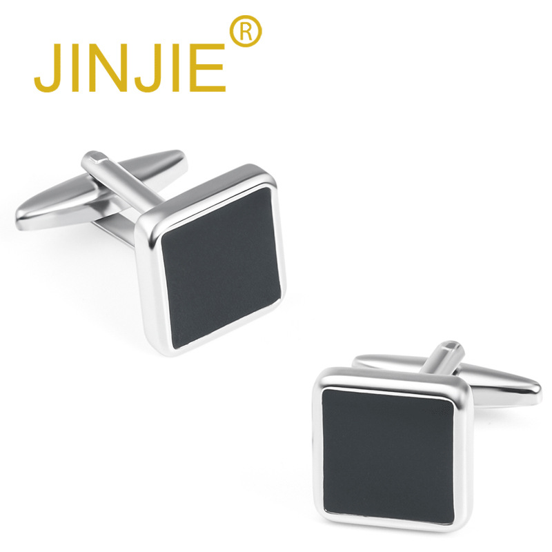 New High-End Square Enamel Metal Cufflinks for Men, French-Style Shirts, Wholesale