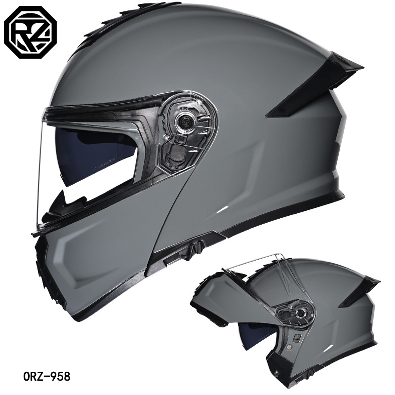 Orz casco de coche eléctrico masculino y femenino casco de verano doble espejo trasero medio completo personalidad cuatro estaciones pareja Bluetooth