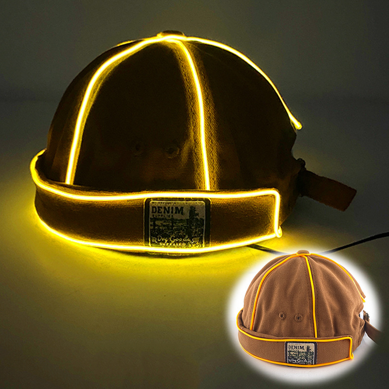 Japón Inglés LED retro gorra de piel de melón hombre hip-hop coreano estilo boina calle sin techo gorra mujer