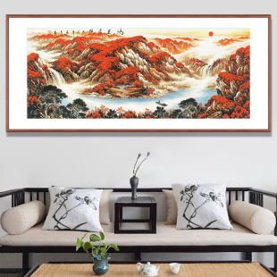 Good Luck in Life, Landscape Painting for the Living Room, Feng Shui Backrest Decorative Painting, Office Fortune-Attracting Wind, Wealth-Attracting Landscape Backrest Painting