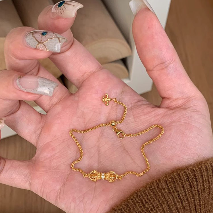 Beautiful New Chinese Style Vajra Pestle Bracelet Women's Light Luxury Niche Exquisite Stacked Hand Jewelry 2024 New