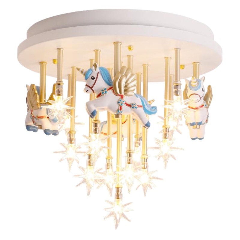 Nordic Internet celebridad estrella luz de techo creativo de dibujos animados Pegasus LED habitación de los niños niño niña princesa dormitorio Luz