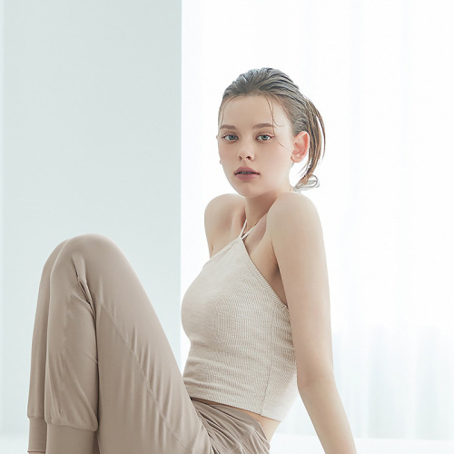 欧美新款纯色细带运动内衣女吊带防震聚拢健身文胸瑜伽训练美背心