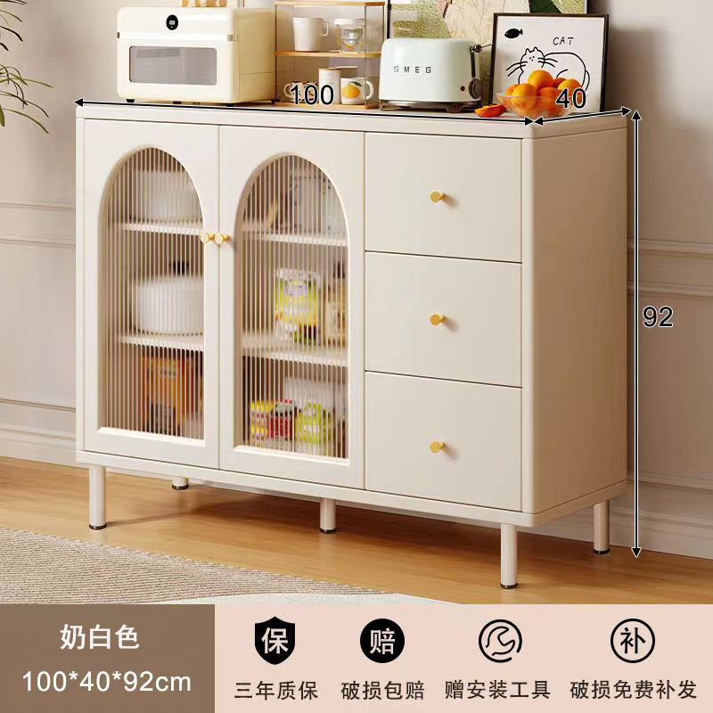 クリームスタイルのサイドボード、リビングルームの収納キャビネット、キッチンキャビネット、食器棚、ティーキャビネット、壁掛け多機能キャビネット|undefined