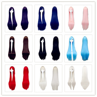Universal cos wig female male black and white long straight universal antique Hanfu fake hair long hair cartoon 1 m