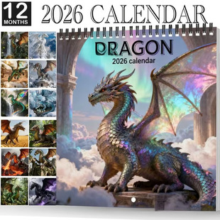 ���Q��2026 Dragon-Themed Monthly Wall Calendar�����}�՚v��v