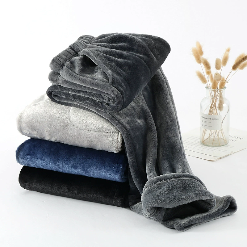 Мужские пижамы плюшевые толстые коралловые бархатные теплые брюки длинные брюки осенние и зимние фланелевые брюки