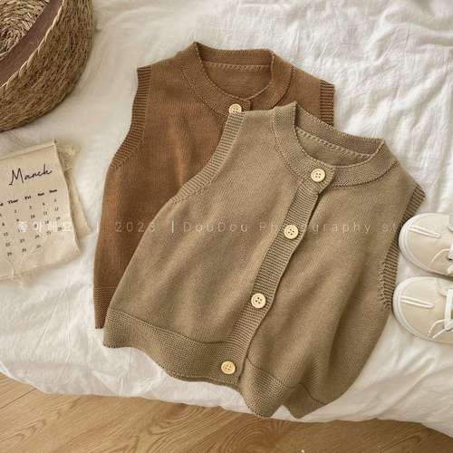  Spring New Style Children's Versatile Vest Forest System Loose Cardigan Outerwear Stylish Unisex Upgraded Top for Layering Trendy