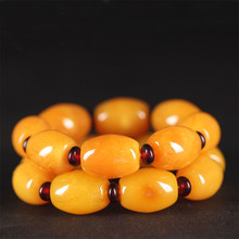 一件代发直播供货二代原石男女款 鸡油黄琥珀蜜蜡手串桶珠手链