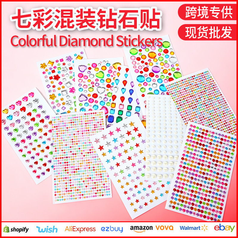 Cross-Border Colorful Mixed Crystal Gem Stickers DIY Acrylic Round Heart Kidsren's Princess Cartoon Diamond Stickers Cross-Border Colorful Mixed Crystal Gem Stickers DIY Acrylic Round Heart Kidsren's Princess Cartoon Diamond Stickers
