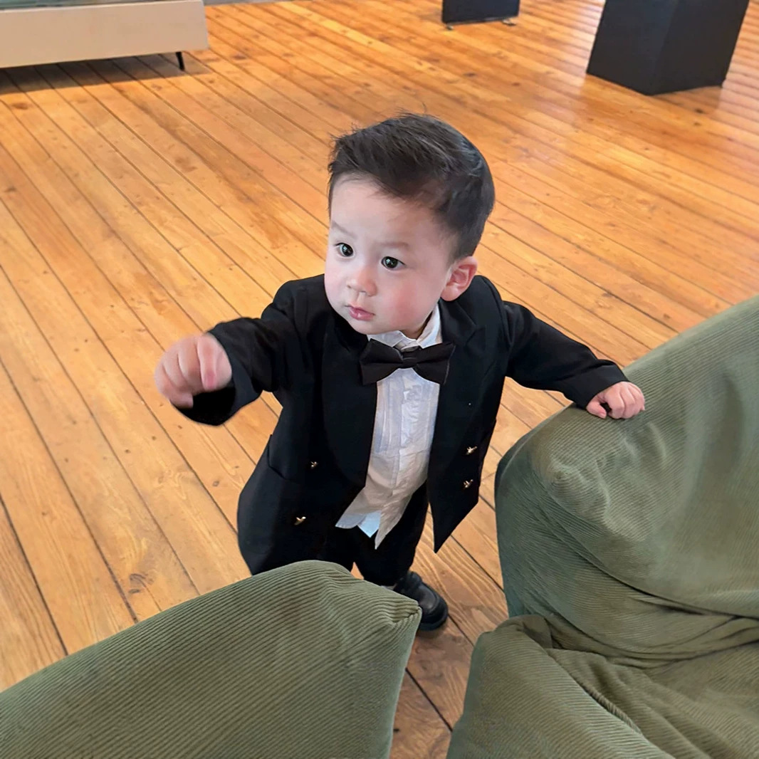 Kurzarm-Hemdenanzug für Kinder, Jungen-Geburtstagskleid, Baby-Outfit mit Blumenmuster, Gastgeberkostüm für Jungen und Mädchen_voghion.com
