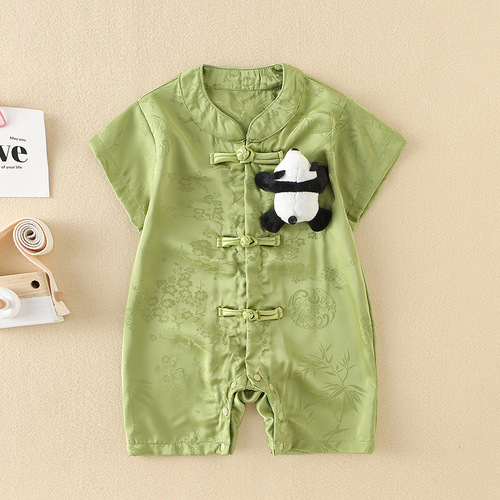 Baby summer outfit, onesie, thin, crawling suit, for boys, Chinese style, full moon Hanfu, newborn baby clothing