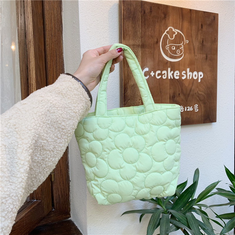 110291 ins estilo coreano dulce acolchado portátil almuerzo bolsa merienda bolsa de almacenamiento cochecito de bebé bolsa colgante bolsa de la momia