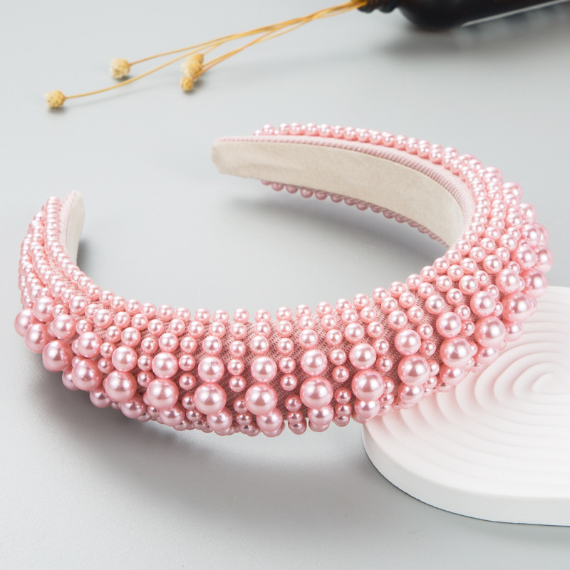 European And American Fashion New Style Full Pearl Sponge Headband Female Wholesale display picture 4