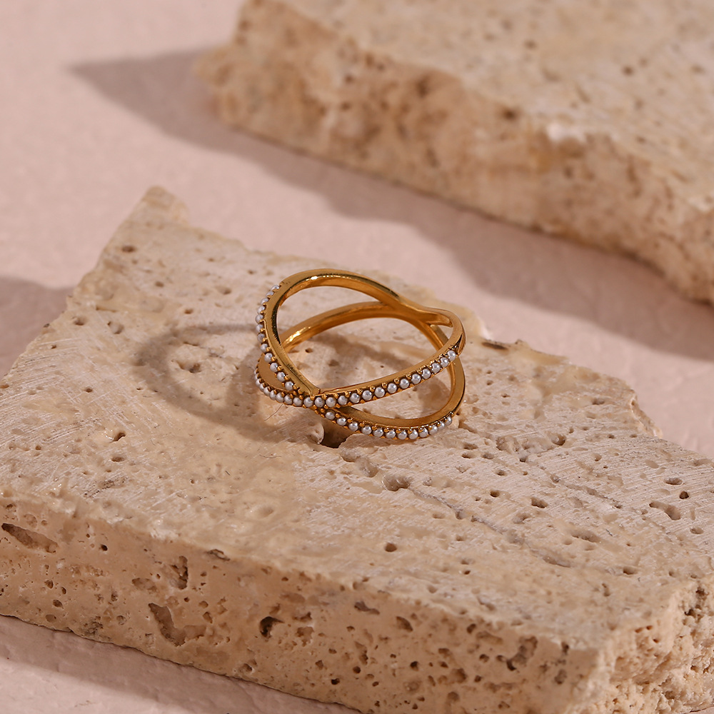 Pearl Inlaid Stainless Steel Ring