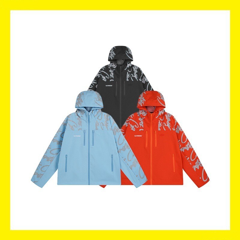 C0Rteiz Soft Shell Elitework Waterproof Windbreaker Reflective Jacket Hooded Alcatraz Jacket Jacket for Men