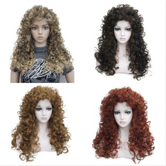 クロスボーダーアフリカの小さなカーリーウィッグヨーロッパとアメリカの女性用ウィッグロングカーリーヘアボブヘア化学繊維ヘッドギアフルヘア
