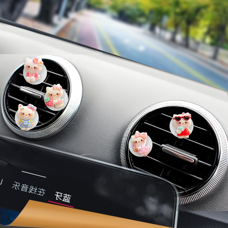 Clip de salida de aire de coche pequeño gato resina aromaterapia de coche perfume de coche adornos de dibujos animados accesorios de decoración suministros de coche