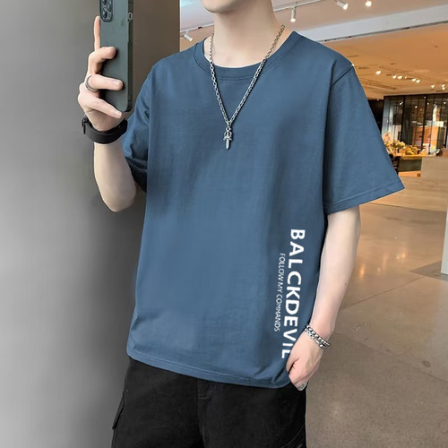 Men's trendy short-sleeve T-shirt, summer Korean style, loose fit, student fashion brand, round neck, casual men's i ns on top