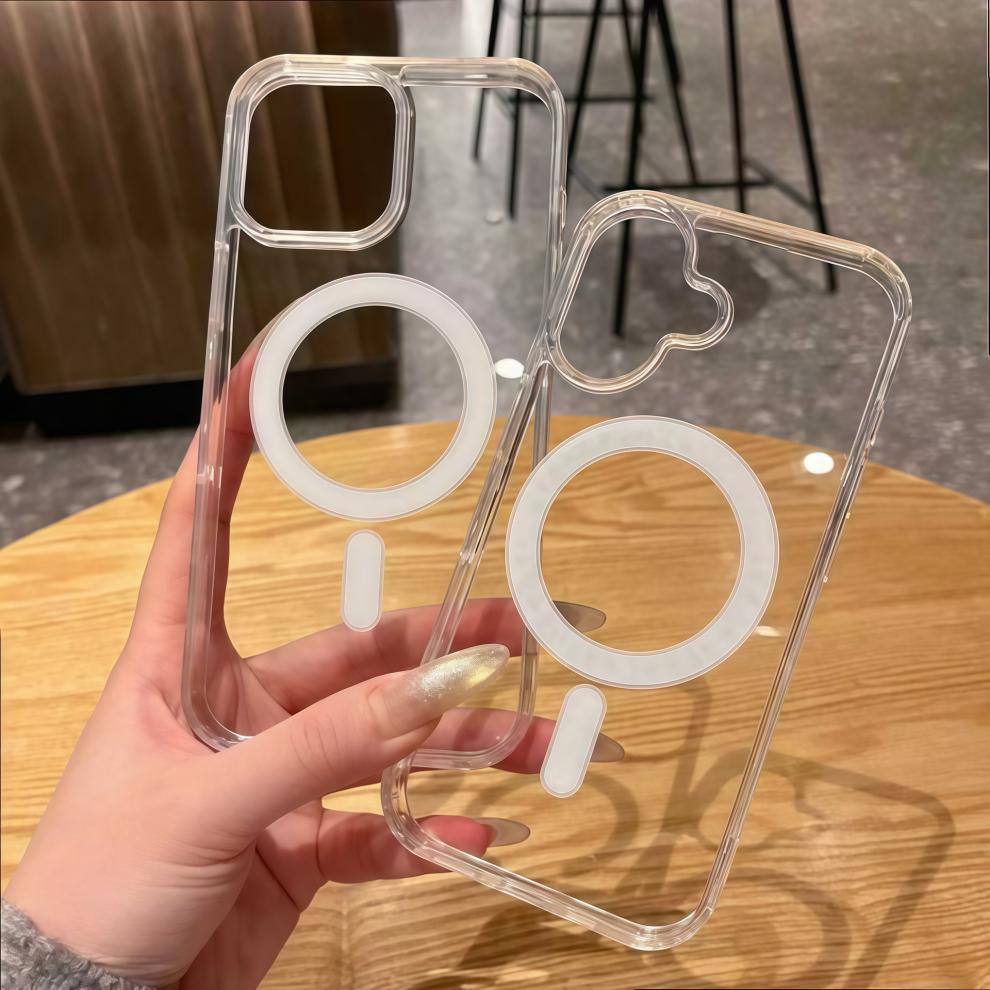 适用iPhone17Promax亚克力透明磁吸手机壳苹果16大孔15防摔保护套