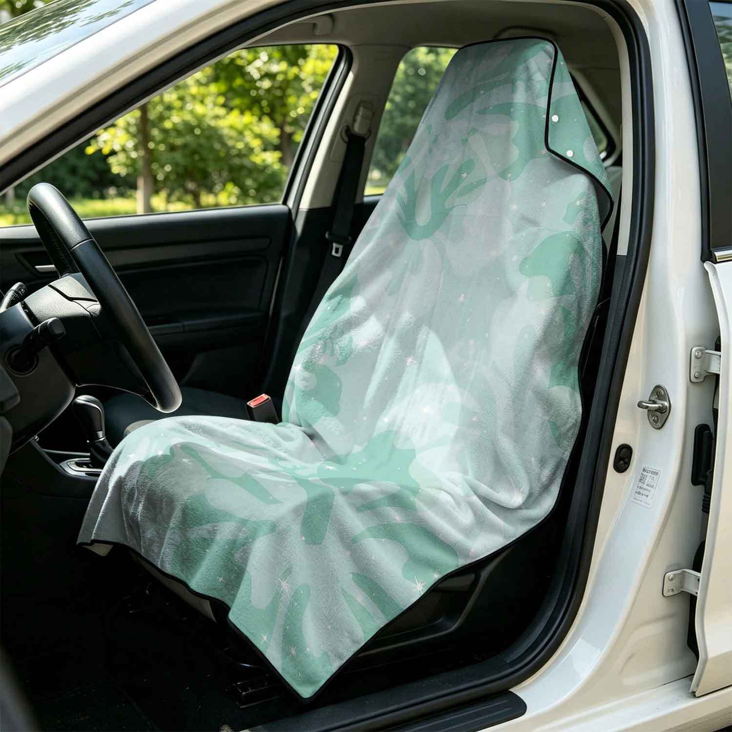 Printed bath towel and car seat cover 2-in-1, ultra-fine fiber outdoor beach and car dual-use universal seat cushion