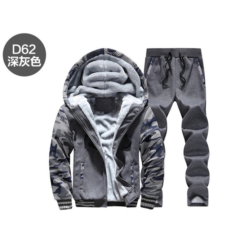 Nueva ropa de invierno para hombres engrosada y terciopelo calentamiento conjunto de camisas deportivas camufladas tamaño 5XL fábrica al por mayor D62