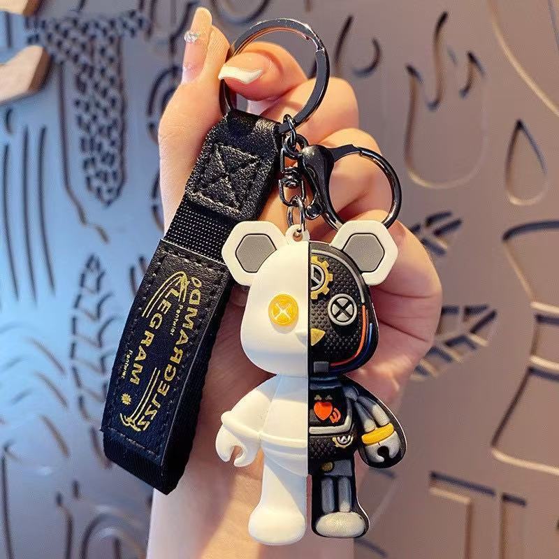 Semi-Anatomical Mechanical Bear Keychain Pendant Doll Cartoon Car Wholesale Pendant Cute School Bag Accessories Gift