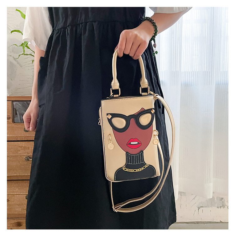 345g Weight Cotton Lining Material Sewing Thread Fashion Element Zipper Closure Type Single Shoulder Strap Strap Type Crossbody Bag Bags Type Casual, Shopping Occasion Pu Leather Material Human Pattern All Seasons Season Women's Gender Streetwear Style Square Shape Medium Size Women's Medium Pu Leather Human Streetwear Sewing Thread Square Zipper Crossbody Bag 9