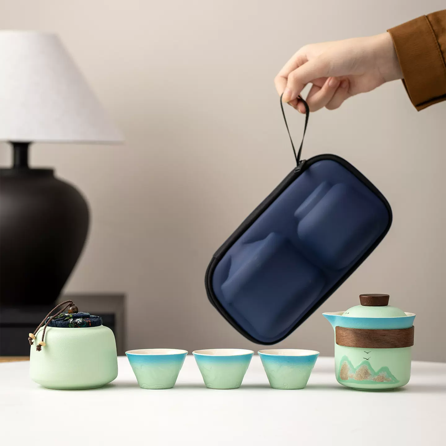 旅行茶具套装户外便携式快客杯一壶三杯简易功夫泡茶壶茶杯一人饮