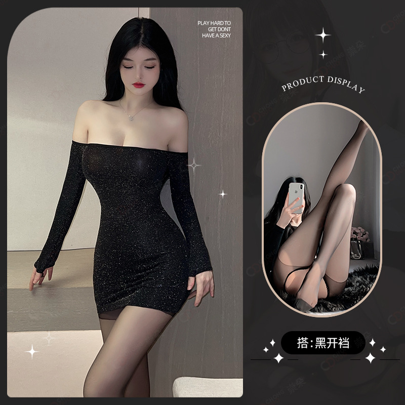 블랙[드레스+티팬츠]+블랙 오픈