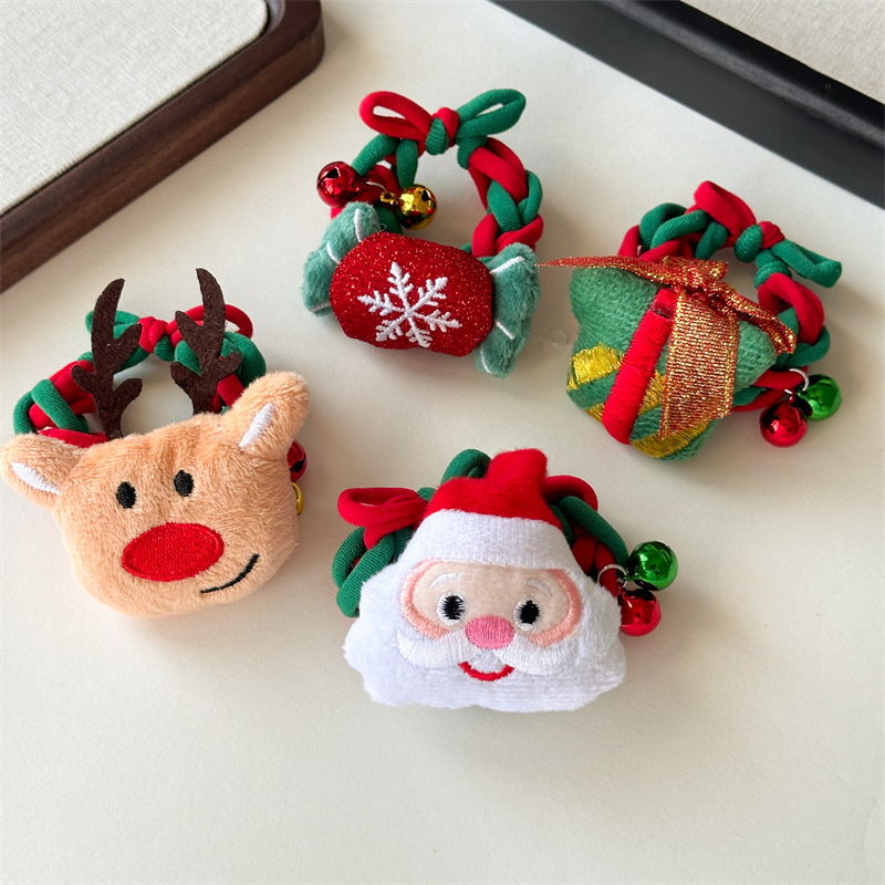 20g Weight Hair Tie Hair Accessories Type 1 Piece Quantity Holiday, Festival Occasion Flannel Material Christmas Festival Christmas Tree, Santa Claus, Elk Pattern Women's Gender Cute Style Christmas Cute Women's Christmas Tree Santa Claus Elk Flannel Hair Tie 7