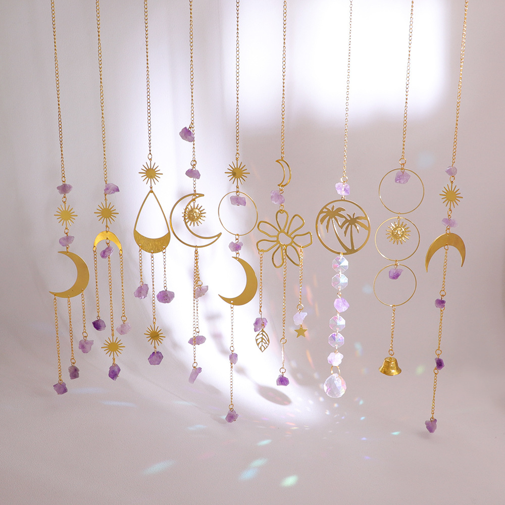 Einfacher Stil Mond Blumen Kristall Kristall Kupfer Sonnenfänger Windspiel Wand Kunst display picture 2