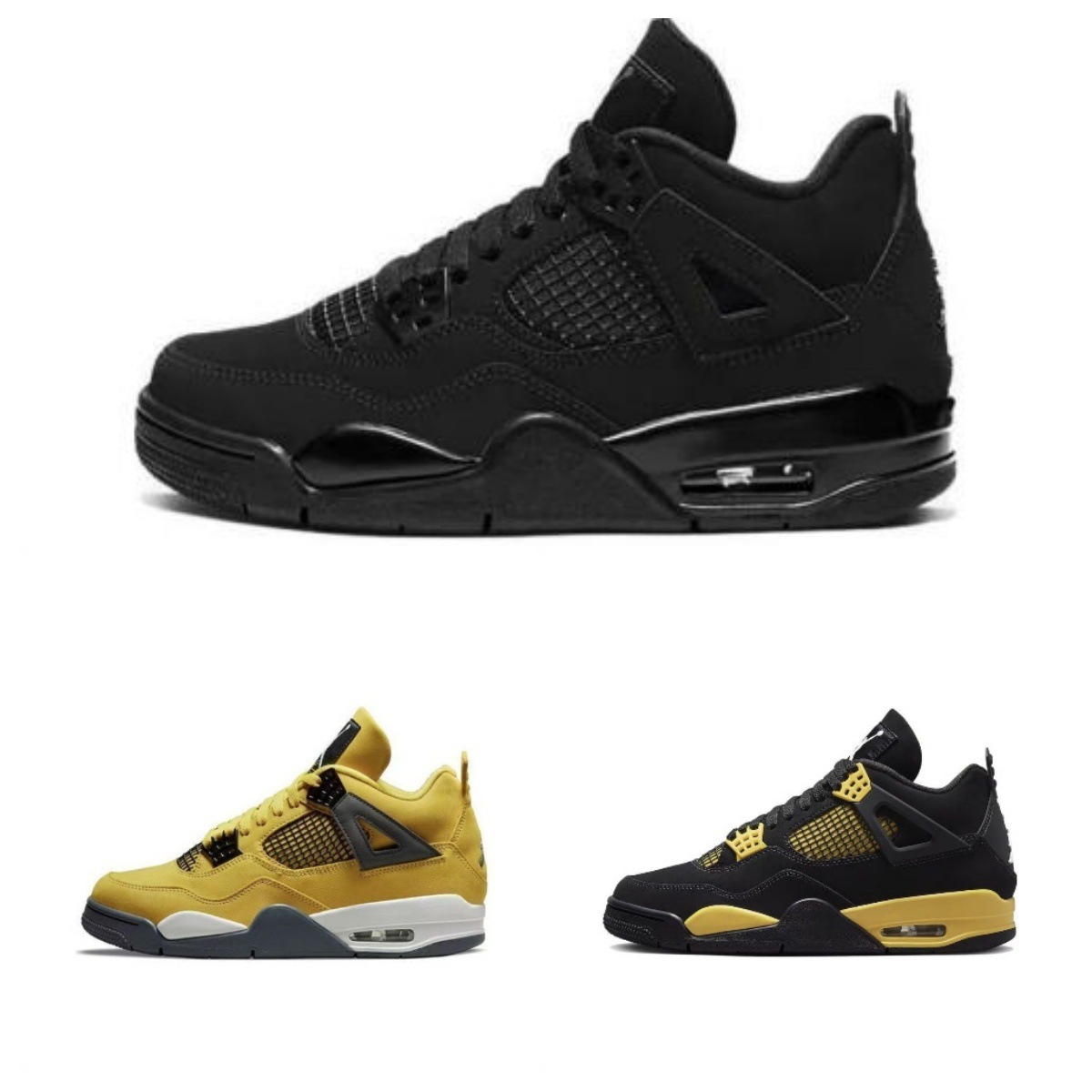 Putian 순수 오리지널 AJ4 농구 신발 남성 미드 탑 캐주얼 통기성 복고풍 스포츠 신발 여성 커플 캐주얼 대형 운동화