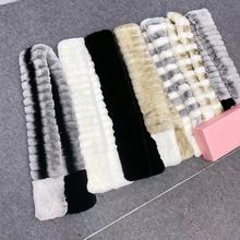 大牌平替獭兔毛围巾加厚简约中长款披肩韩系兔毛条纹围脖小香围巾