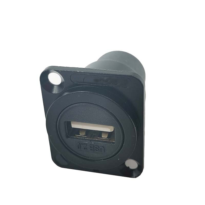 D型面板安装USB2.0母对母转接头网络数据传输直通头USB2.0插座