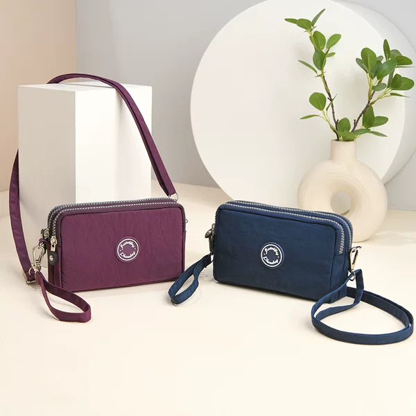 Three-Layer Zipper Mobile Phone Coin Purse Lightweight Waterproof Handheld Crossbody Mini Small Bag Key Mothers' Money Bag