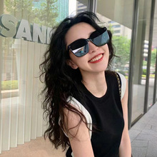 网红同款墨镜方框小三点太阳镜男女潮遮阳防紫外线抖音眼镜包邮L