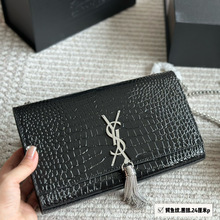 包包女2024新款鳄鱼纹牛皮链条小方包复古woc信封包单肩斜挎包