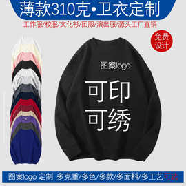 工厂直销卫衣熠枫图案logo工作文化服春秋款310克后包圆领光板