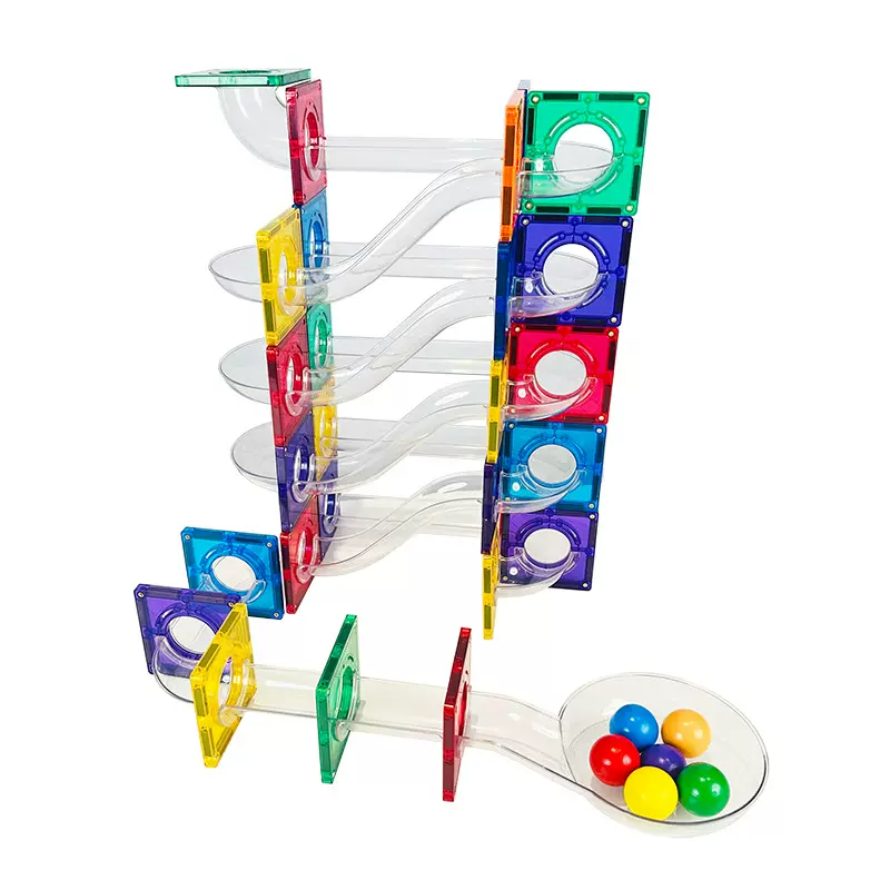 磁力片透明管道滚球亲子拼装积木儿童磁玩具配件磁性益智开发