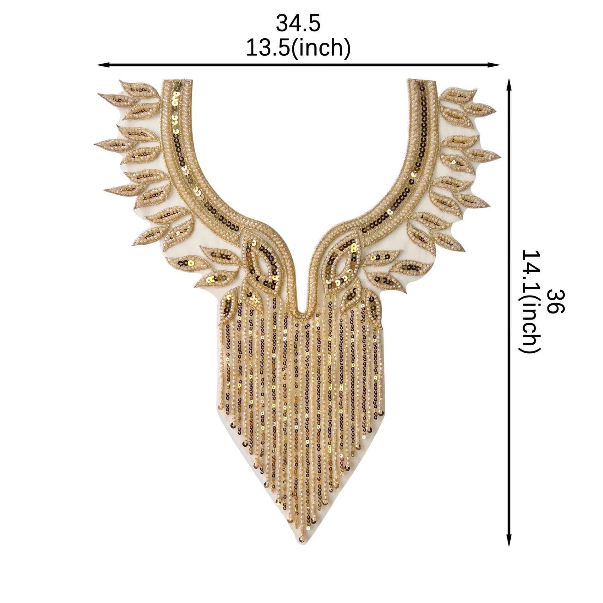 Exquisito cuello dorado, pegatinas decorativas, bordados con lentejuelas, vestidos artesanales, vestidos, zapatos y sombreros, accesorios de bricolaje