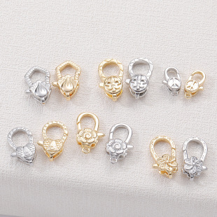 Special-Shaped Lobster Clasp Copper Plated Real Gold Finishing Buckle DIY Jewelry Buckle Lobster Clasp Polygonal Personalized Lobster Clasp Zhongxing