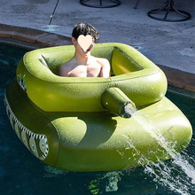 坦克游泳圈充气水上喷水漂浮玩具男女儿童成人泳池戏水气垫船浮床