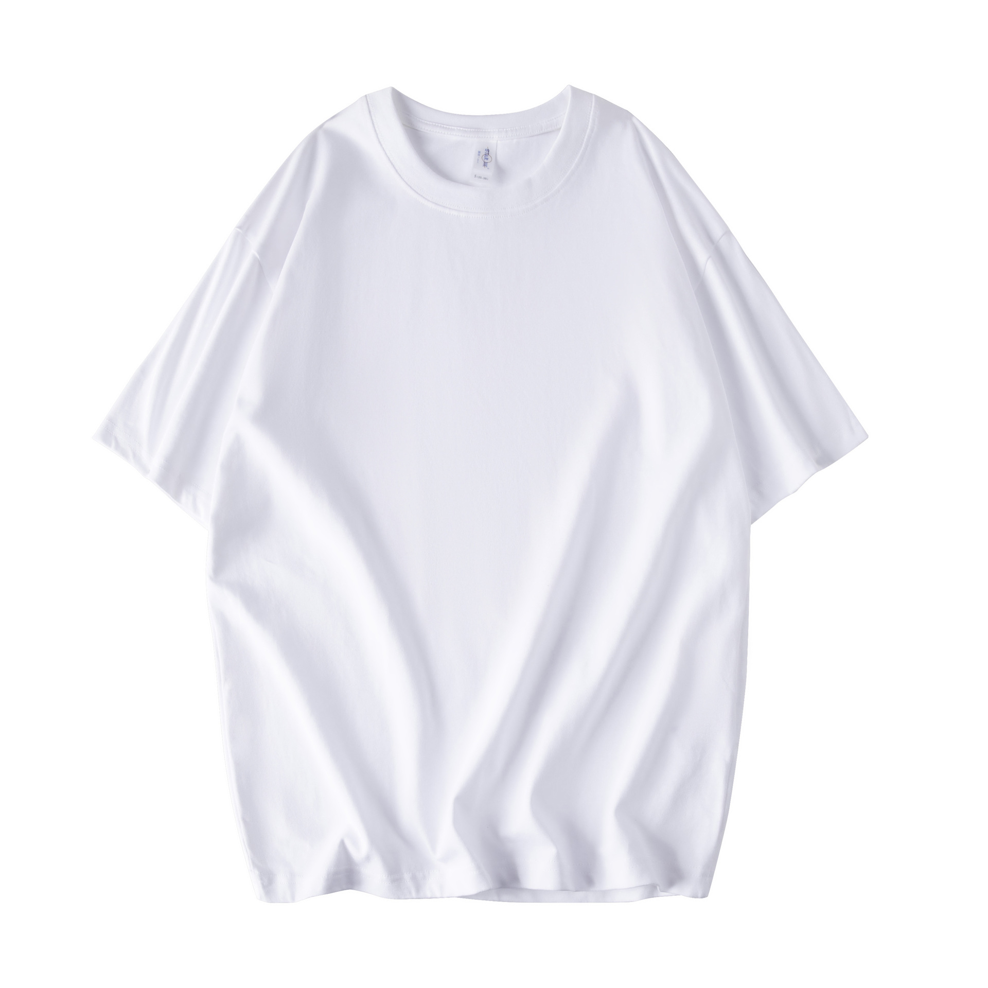 260g pesada gota-hombro de algodón de manga corta Camiseta de cuello redondo oversize moda bottoming hombres y mujeres de clase T blanco uniforme personalizado logotipo impreso