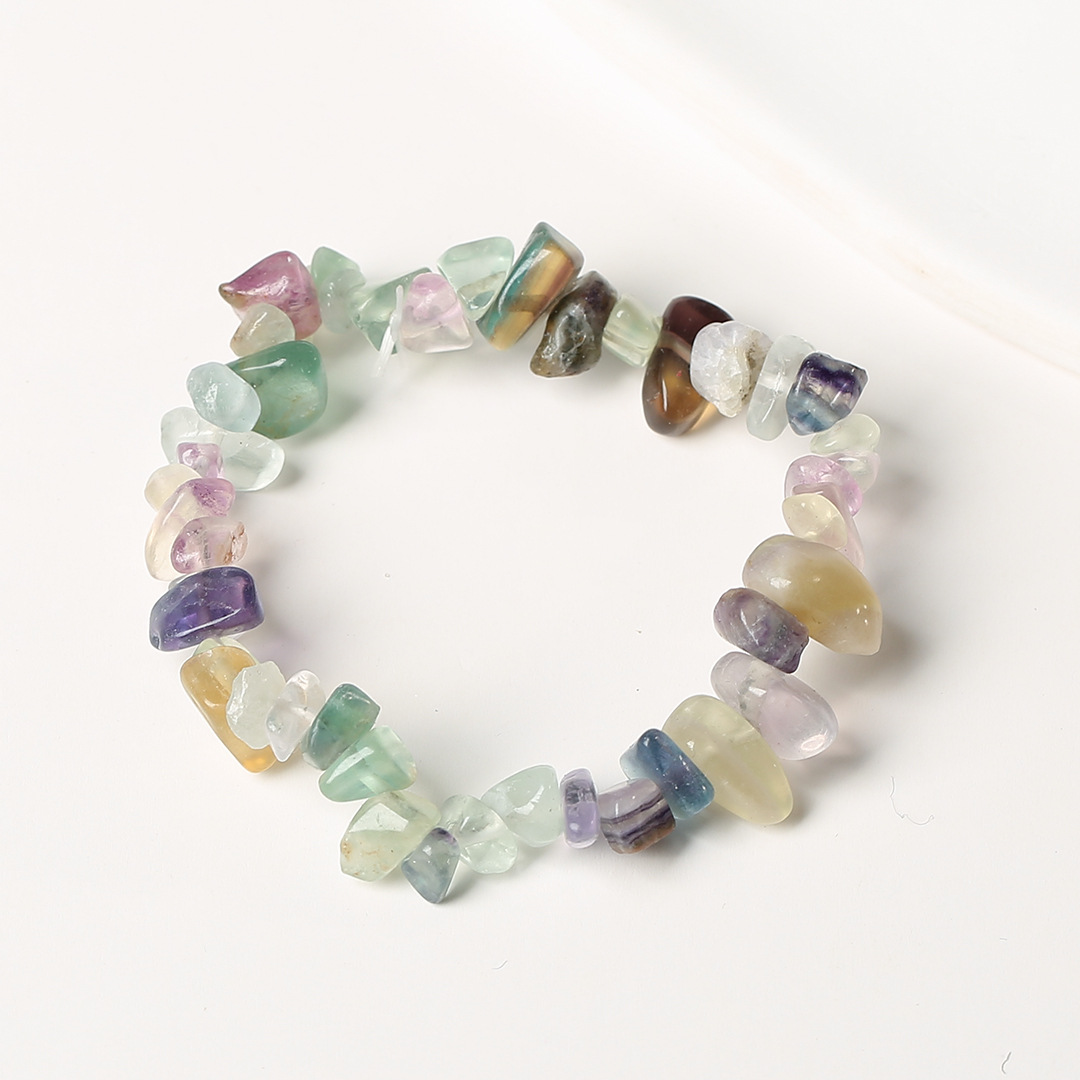 Pulsera de anillo único de piedra de cuartil natural irregular pulsera de cuerda elástica de piedra original estilo fresco simple y versátil