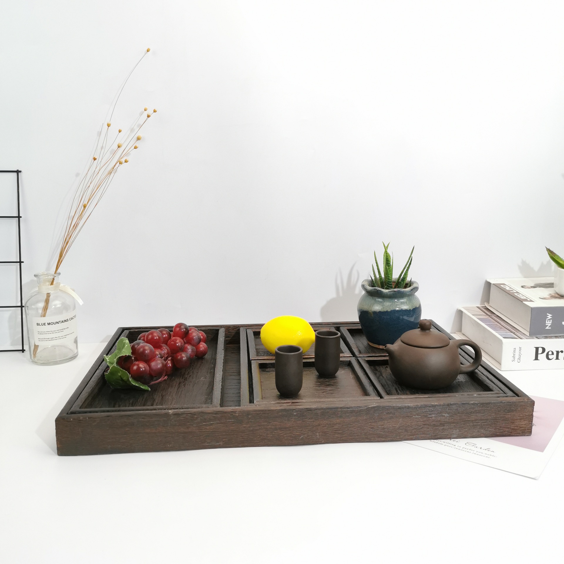 长方形茶盘木质水果零食托盘 桌面蛋糕面包早餐收纳托盘