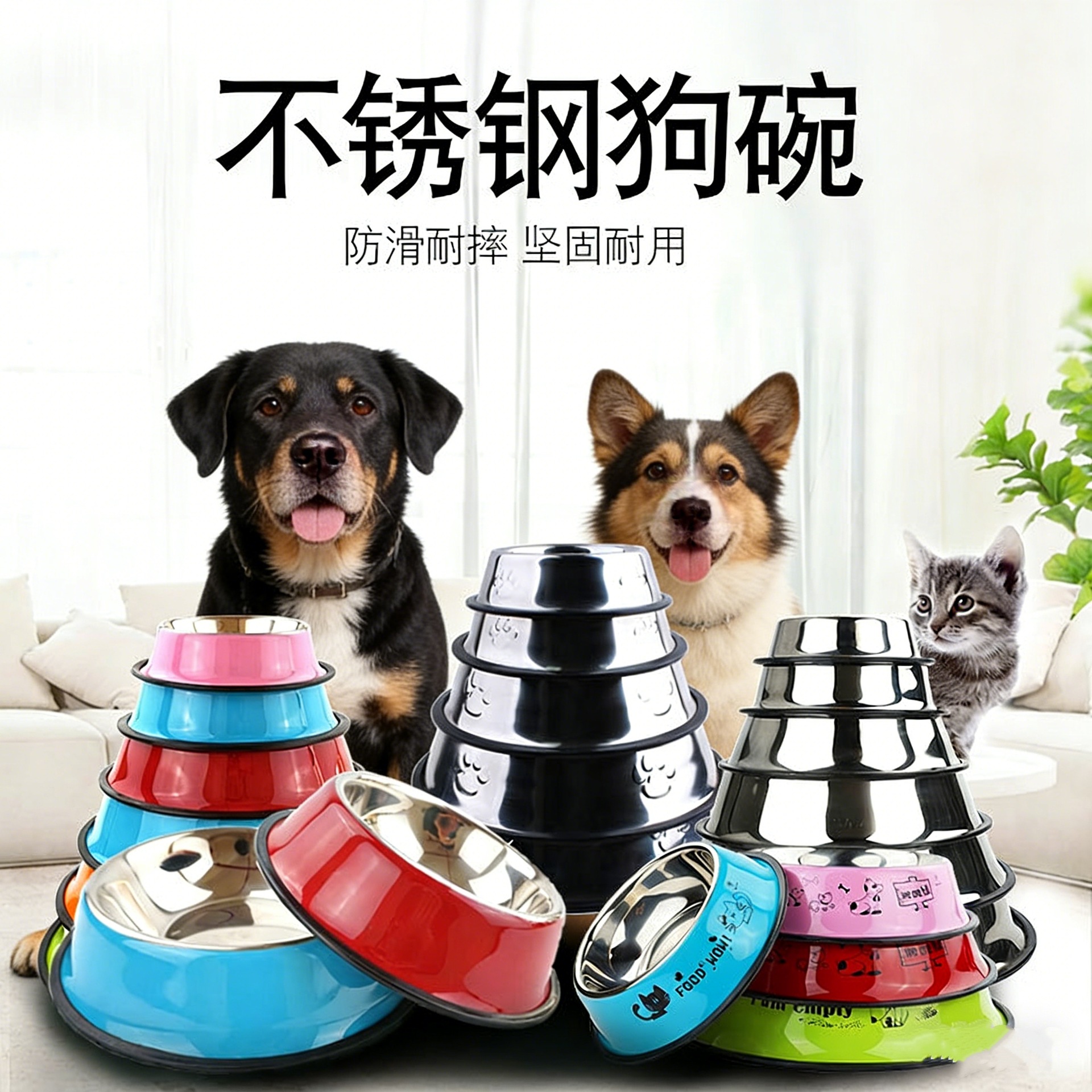 Productos para mascotas de acero inoxidable para perros, tazón para gatos, tazón antideslizante para perros, tazón para perros, tazón para perros de acero inoxidable al por mayor
