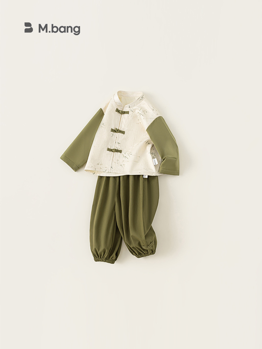 Yubao ropa infantil para niños set de otoño ropa de bebé nuevo estilo de ropa china nueva ropa Tang color conjunto de dos piezas image 4