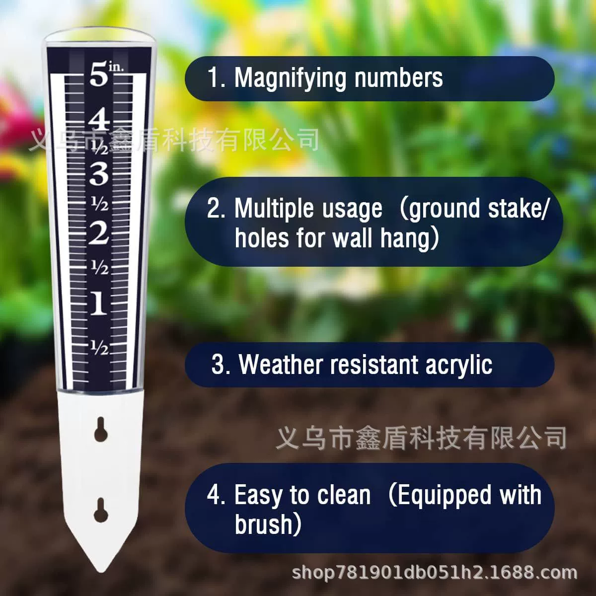 Трансграничный специальный счетчик дождя со стоячим ворсом прозрачный 5-дюймовый садовый дождемер счетчик осадков для газона